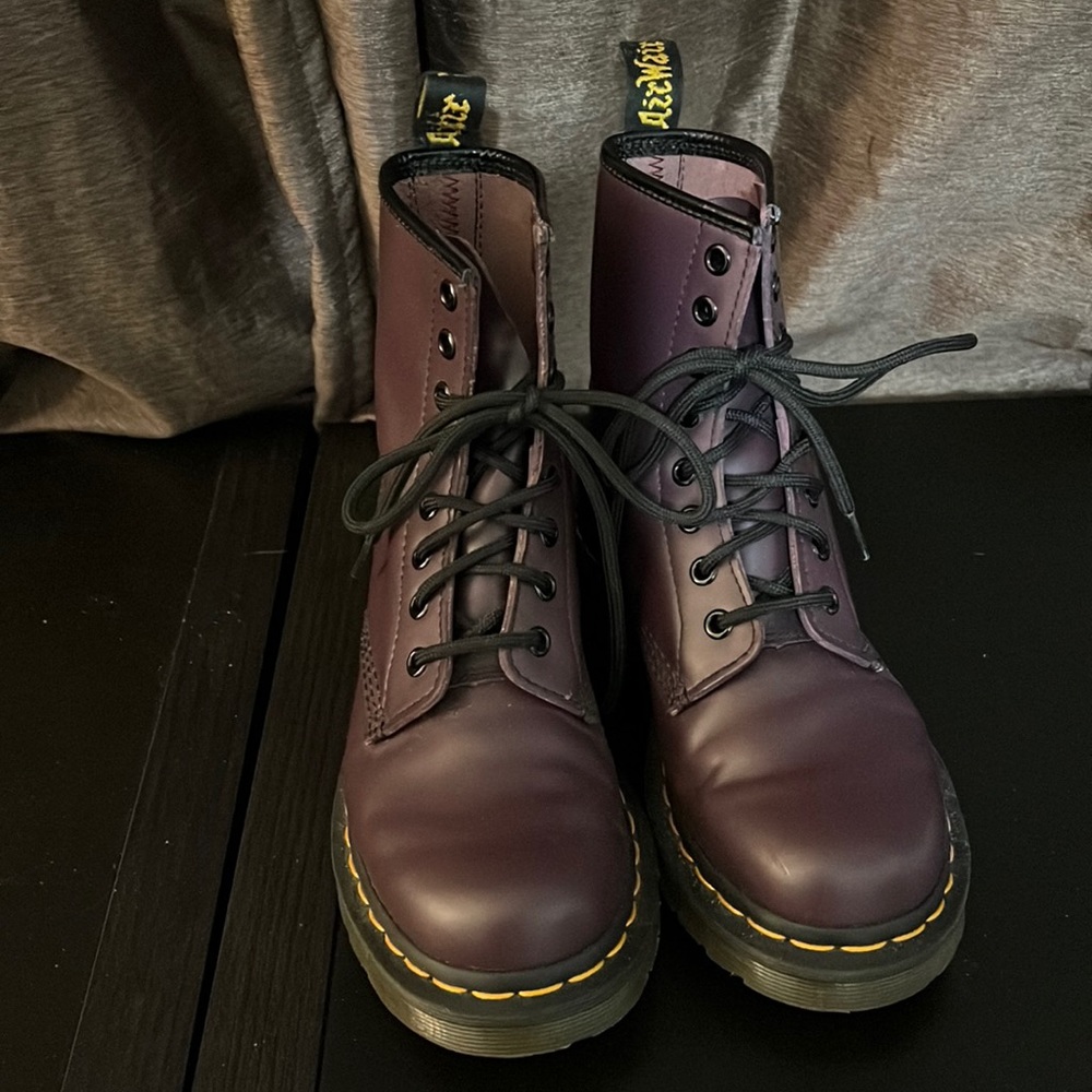 Dr. Martens 1460 Smooth Leather Boots in Purple. Good Used Condition.